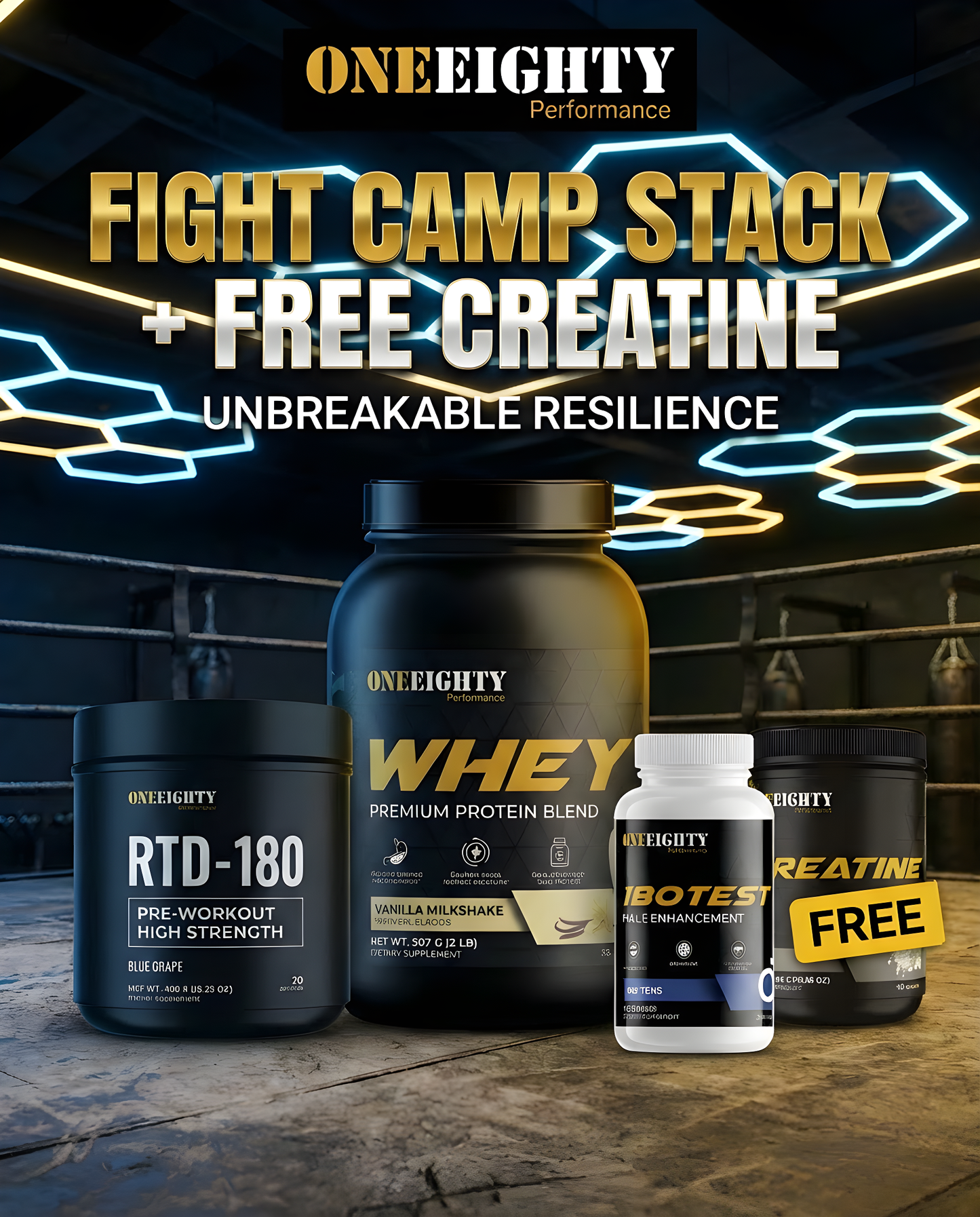 "FIGHT CAMP STACK" + FREE CREATINE Fast Bundle