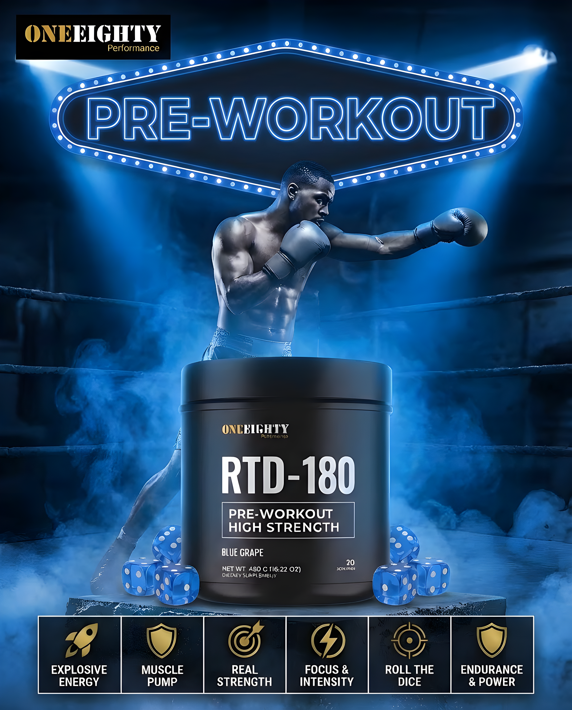 RTD-180 PRE-WORKOUT + 5g Creatine Sports Nutrition