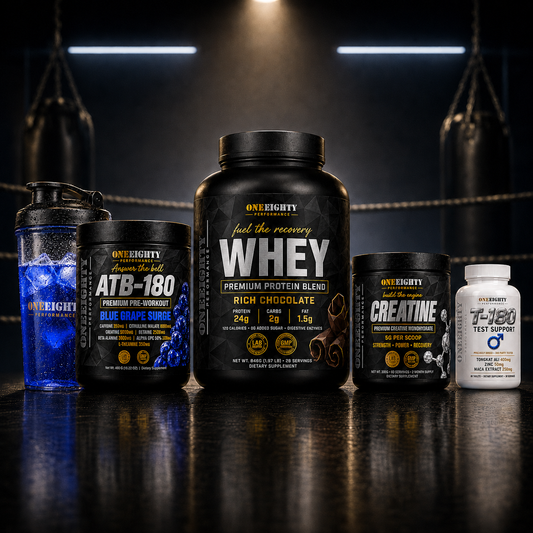 FIGHT CAMP STACK — ATB-180 · T-180 · WHEY · CREATINE
