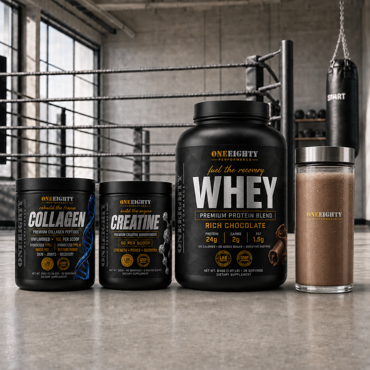 RECOVERY STACK — WHEY · CREATINE · COLLAGEN