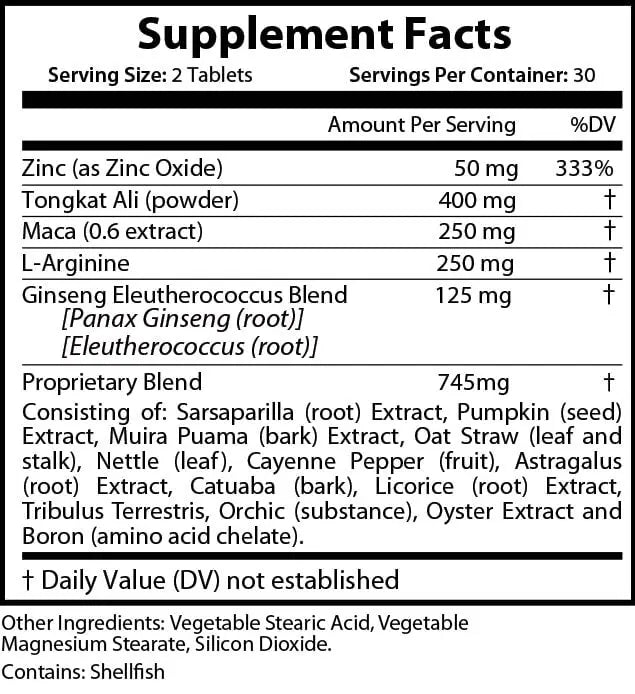 180TEST Natural Test Support Supplement Facts