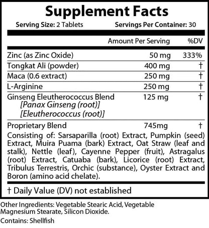 180TEST Natural Test Support Supplement Facts